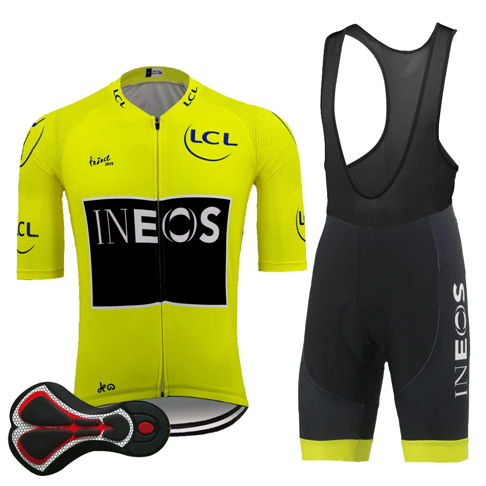 cycling set Франция Тур Чемпион Велоспорт Джерси Набор желтый белый синий одежда для велоспорта go pro ropa Ciclismo дышащий нагрудник шорты гелевая подкладка - Цвет: cycling set