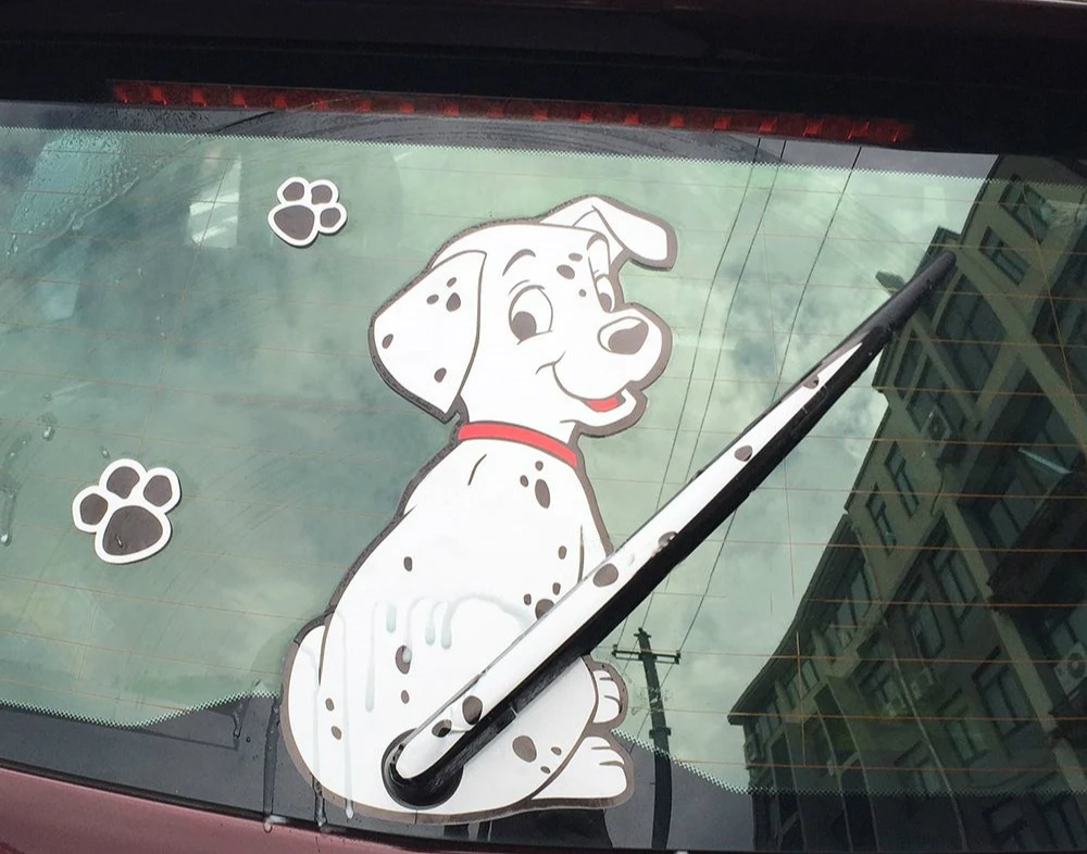 

Car Stickers Cartoon Spotted Dog Moving Tail Sticker Car Styling Funny Reflective Car Window Wiper Decals Stickers,35cm*19cm