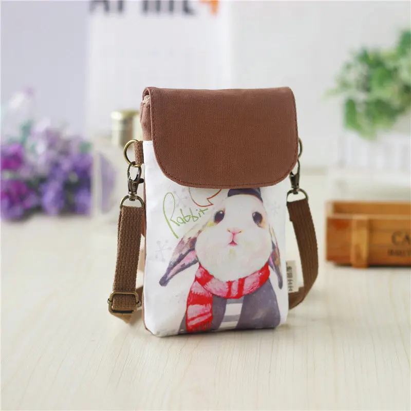 2022 New Girls Canvas Messenger Bag Women Small Mobile Phone Bag Simple Casual Female Shoulder Bag 