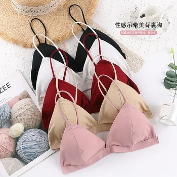 

One Size colorful Bra Triangle Cup Girl's Underwear Wrap-around Thin Shoulder Strap Strapless Bra Rimless Bra Summer Girl