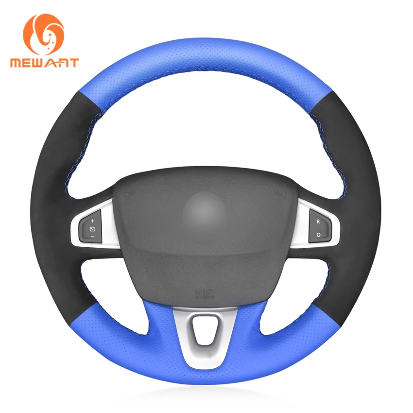 

Blue Artificial Leather Synthetic Suede Hand Sewing Car Steering Wheel Cover for Renault Megane 3 (Coupe) RS 2010-2016