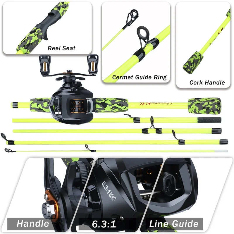 Sougayilang Fishing Rod Reel Combo 3 Sections 1.75M Lure Fishing Rod