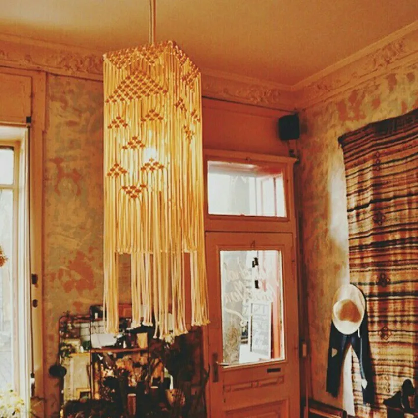 Длинная лампа с кисточкой, покрытие, украшение, светлый оттенок, Богемия ручной работы, гобелен с кисточками, фоновые украшения для дома рукодельные