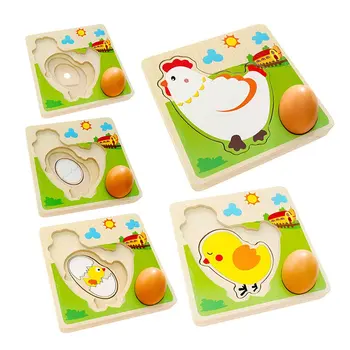 

Children'S Puzzle Chick Hen Intellectual Development Grow Three-Dimensional Jigsaw Multilayer Puzzle Early Education Wooden Toy