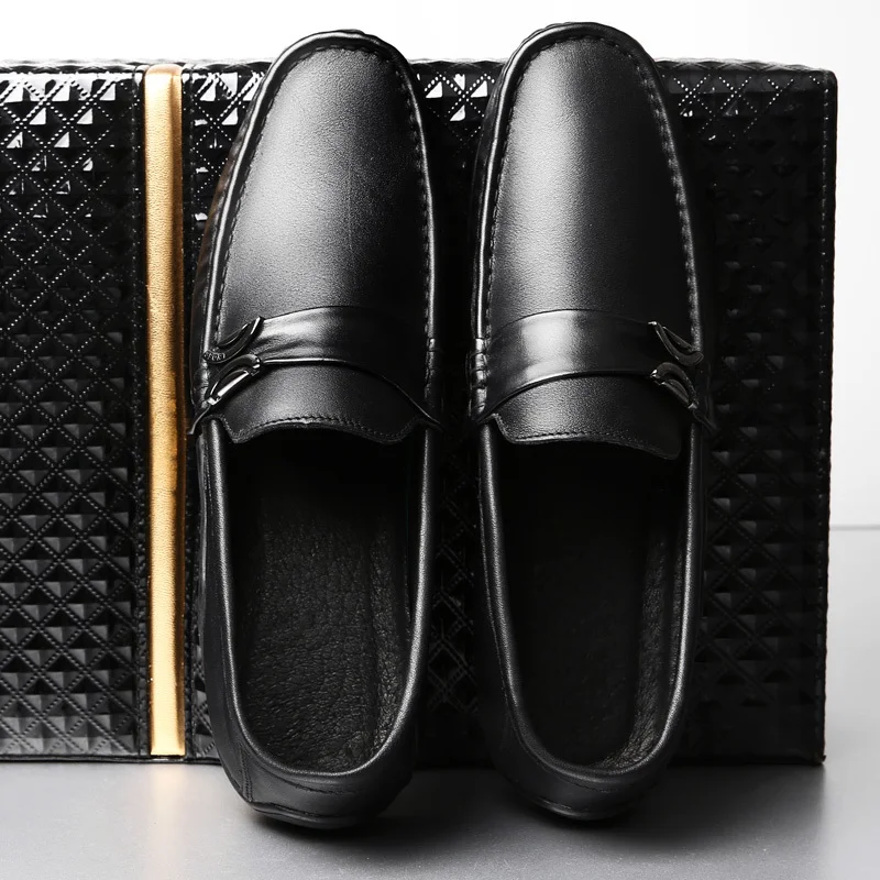 

Shoes Men Loafers genuine Leather Moccasin Footwear Slip On Flat Driving Boat Shoes Classical Male Fashion Shoes Chaussure Homme