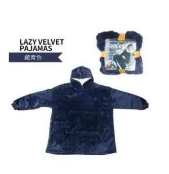 blue Зимнее теплое одеяло с капюшоном и карманом для телевизора, купальный халат для взрослых, уютное одеяло для дивана, толстовка, однотонное плюшевое Коралловое Флисовое одеяло, верхняя одежда - Цвет: blue