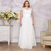 

Vintage Chiffon White Wedding Dress For Bride Plus Size 2022 Spring Bridal Gown Cap Sleeves Simple Mono A Line Свадебное платье