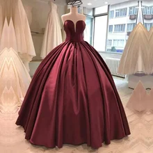 Простое бордовое атласное пышное платье милое корсет плюс размер сладкий 16 Выпускной бальное платье vestidos de 15 anos на заказ