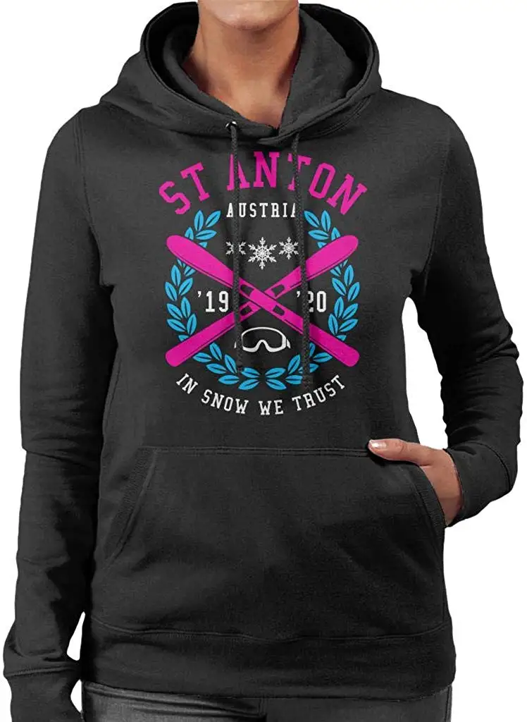 St Anton Austria '19 '20 лыжный гребень Женская толстовка с капюшоном Унисекс Мужская Женская толстовка с капюшоном