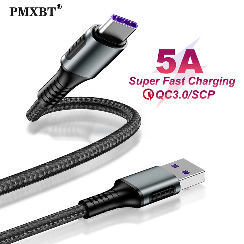 Автомобильный Кабель USB C 5 А суперзарядка для Huawei P40 P30 Samsung S20 S10 Type кабель передачи