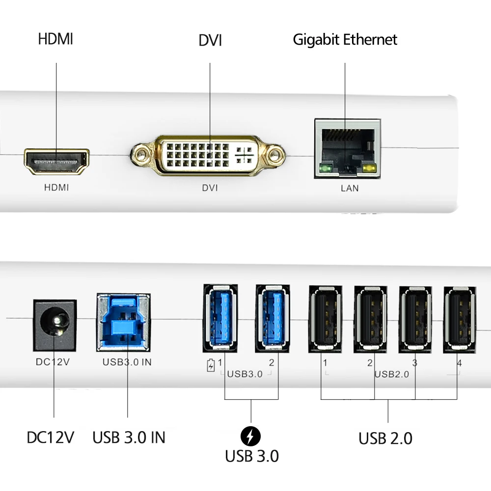 Wavlink Универсальная док-станция USB 3,0 Двойной видео дисплей монитор RJ45 гигабитный Ethernet Поддержка 1080P DVI/HDMI/VGA для ноутбука