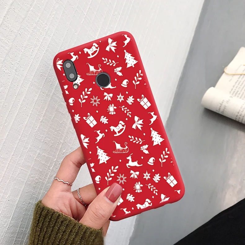 Matte Silicone Case For Huawei Y6 Y7 Pro P8 P9 P10 P20 P30 Pro Mate 20 Lite For Honor 8X 7A 9 Lite 10 Play Christmas Cover
