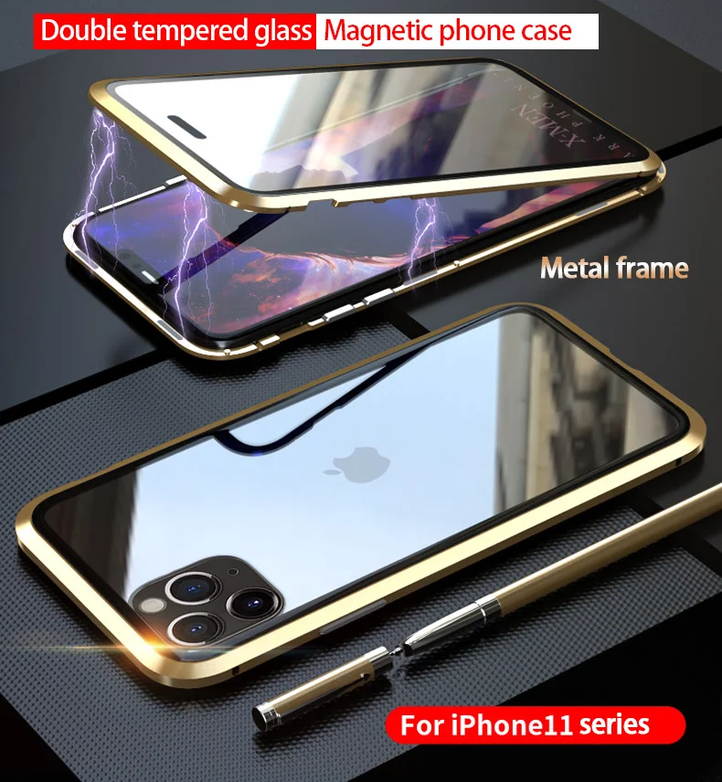 Мобильный телефон чехол двухстороннее стекло металлический каркас мобильный