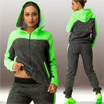 

Women Clothing 4XL Hot Hooded Sweater Suit Set Tracksuits Women Clothes Sportswear Fitness Workout Set High Quality