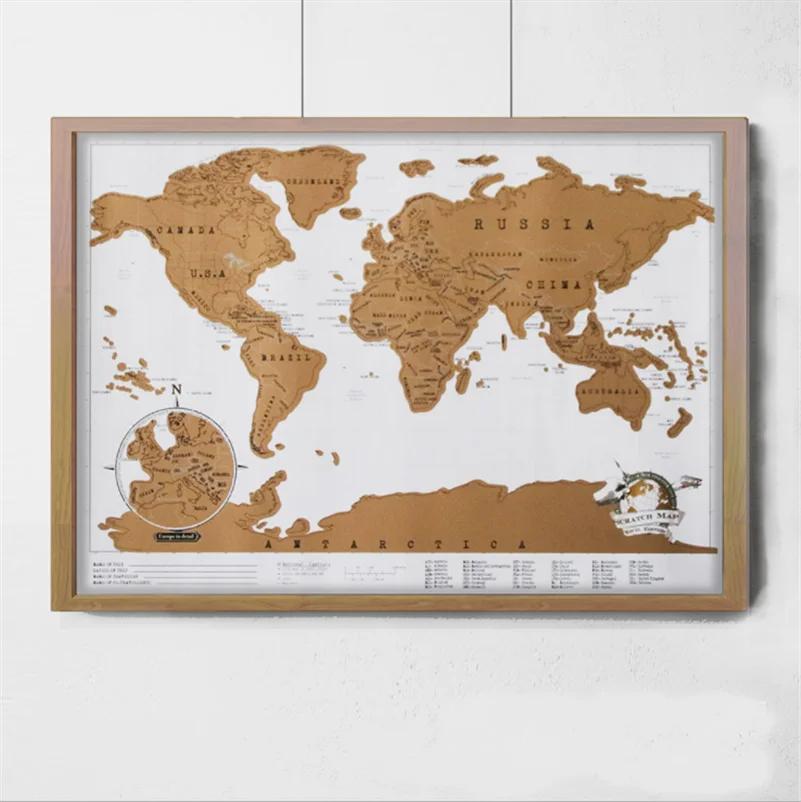 Делюкс скретч-карта мира на заказ поездок постер с атласом новости 42x30 см