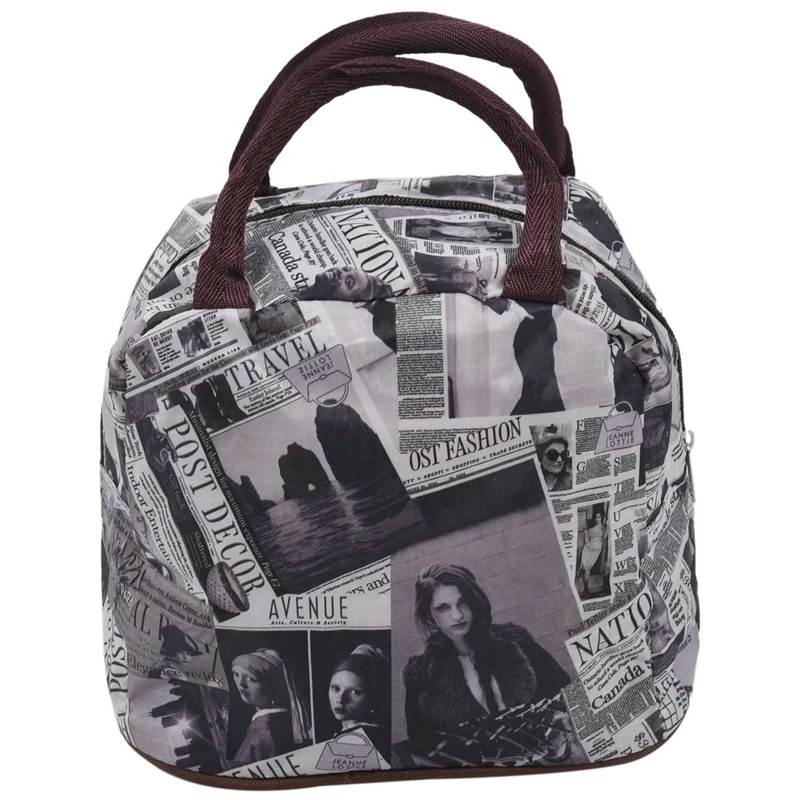 black white brown Style Polyester Lunch Bag Lunch Box Package Shop Tote Bag Purse for Women Girls