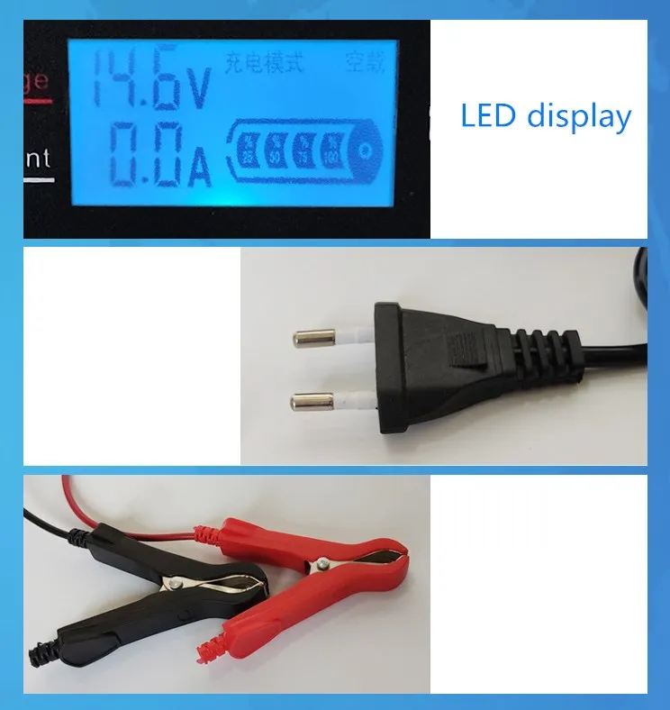 12V10A вольт Мотоцикл Зарядное устройство свинцово-кислотная батарея зарядное устройство Смарт ЖК-дисплей