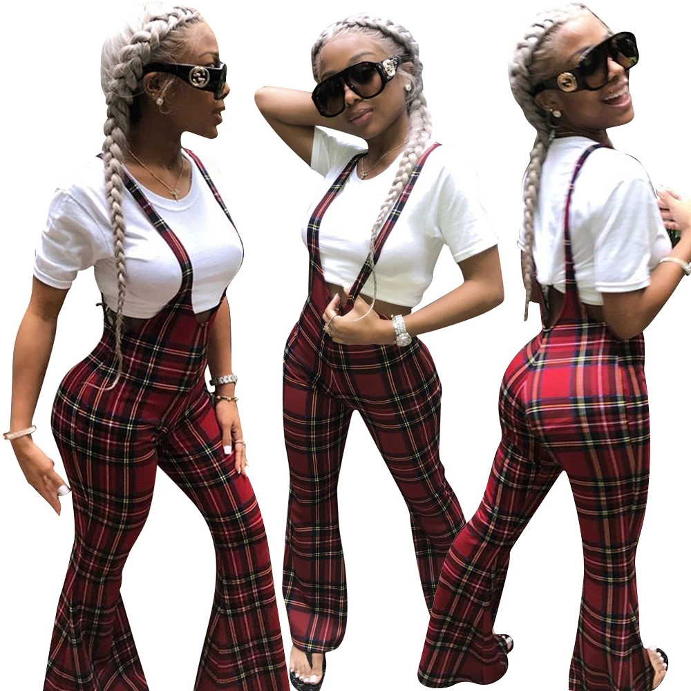 Women's plaid jumpsuit Outlet