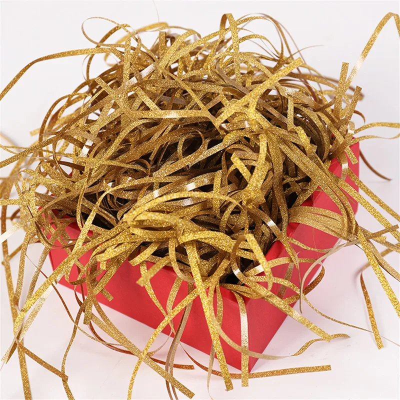 gold 100 г DIY блестящая бумага Raffia нарезанная бумага конфетти Подарочная коробка наполнитель материал для рождества свадьбы украшения дома - Цвет: gold