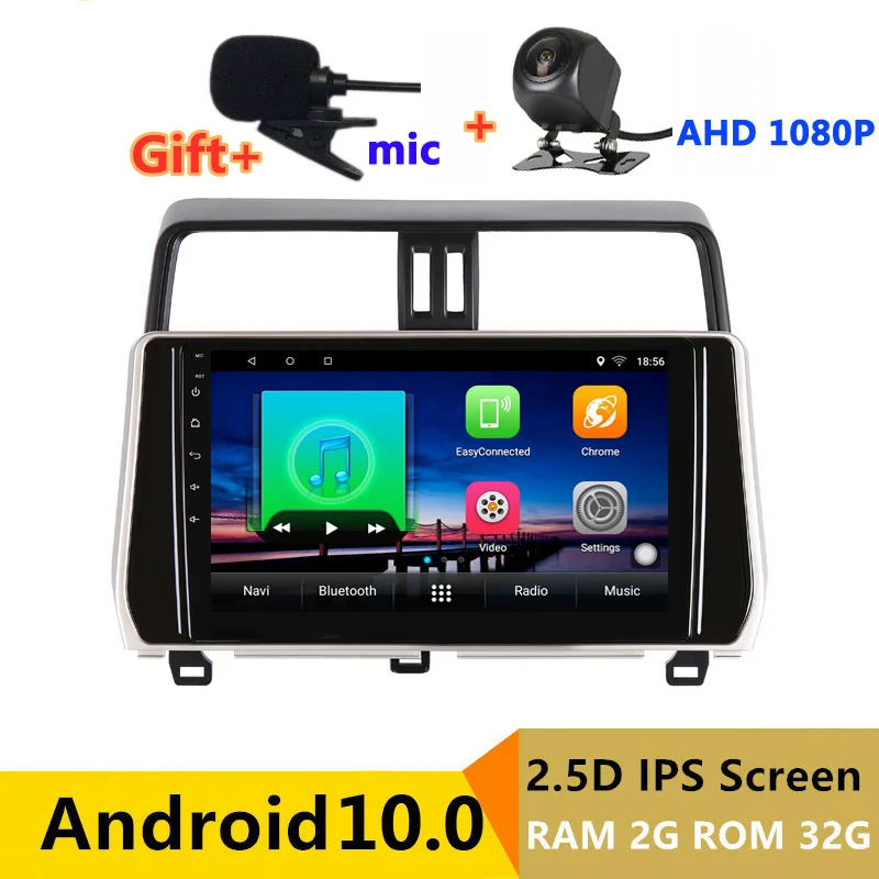 2 din android 10 автомобильное радио авто стерео для toyota land cruiser prado 150 2017 2018 навигация GPS