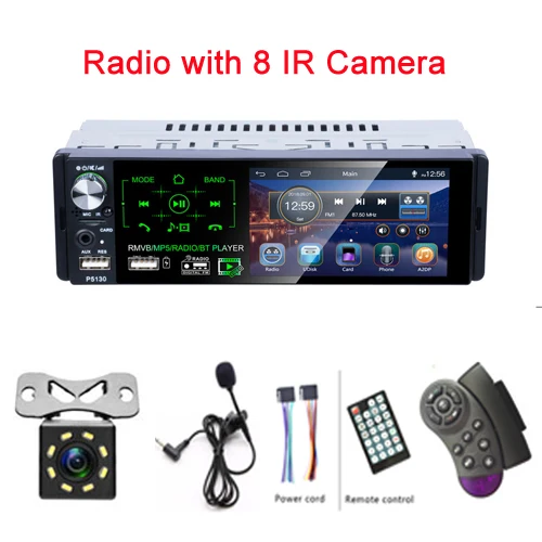 4" HD Touch Screen Multimedia MP5 Player 1 Din Car Radio Bluetooth Auto Stereo Radio FM Receiver USB and Rear View Camera - Цвет: With 8 IR Camera