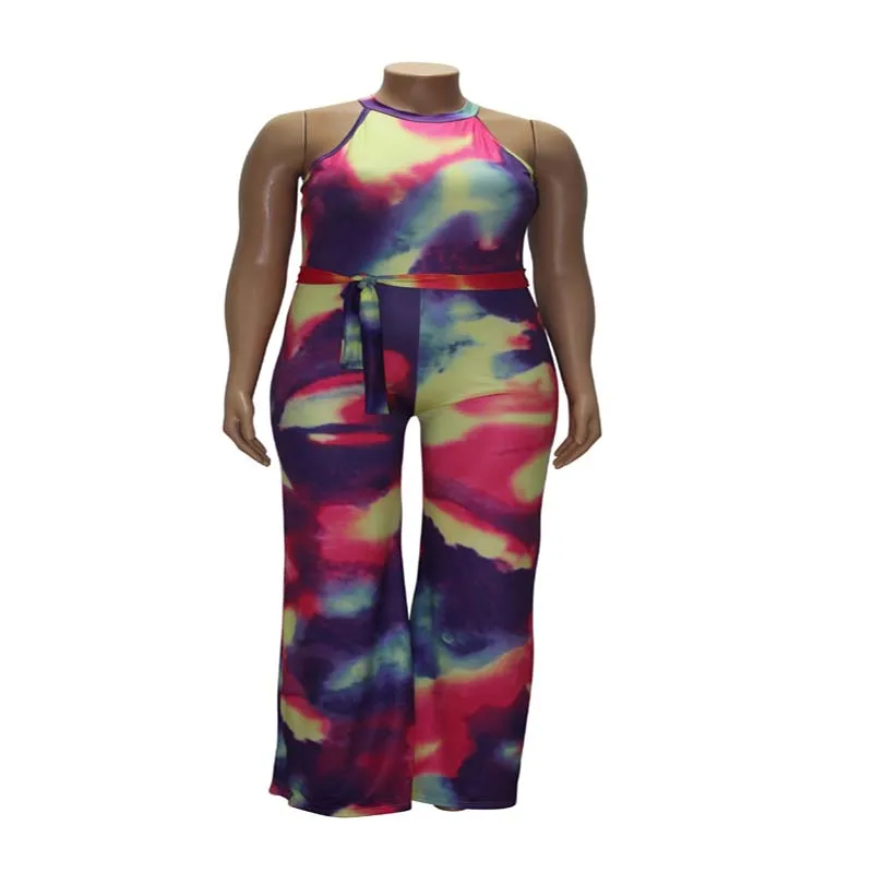 Плюс Размер без рукавов комбинезон женские Комбинезоны Боди 4XL Летние повседневные длинные штаны на молнии с поясом пляжные