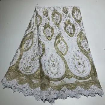 

High Quality African Lace Fabric Net French Lace Fabric Tulle With Rhinestones Nigerian Lace Fabric For Wedding 5 yards/lot