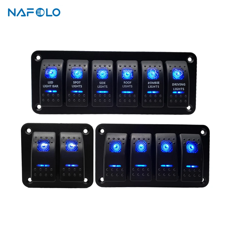 Rocker Switch 2 3 4 5 6 Gang Dual LED Marine Boat Truck Car Switch Panel Lighter Socket Circuit Breaker