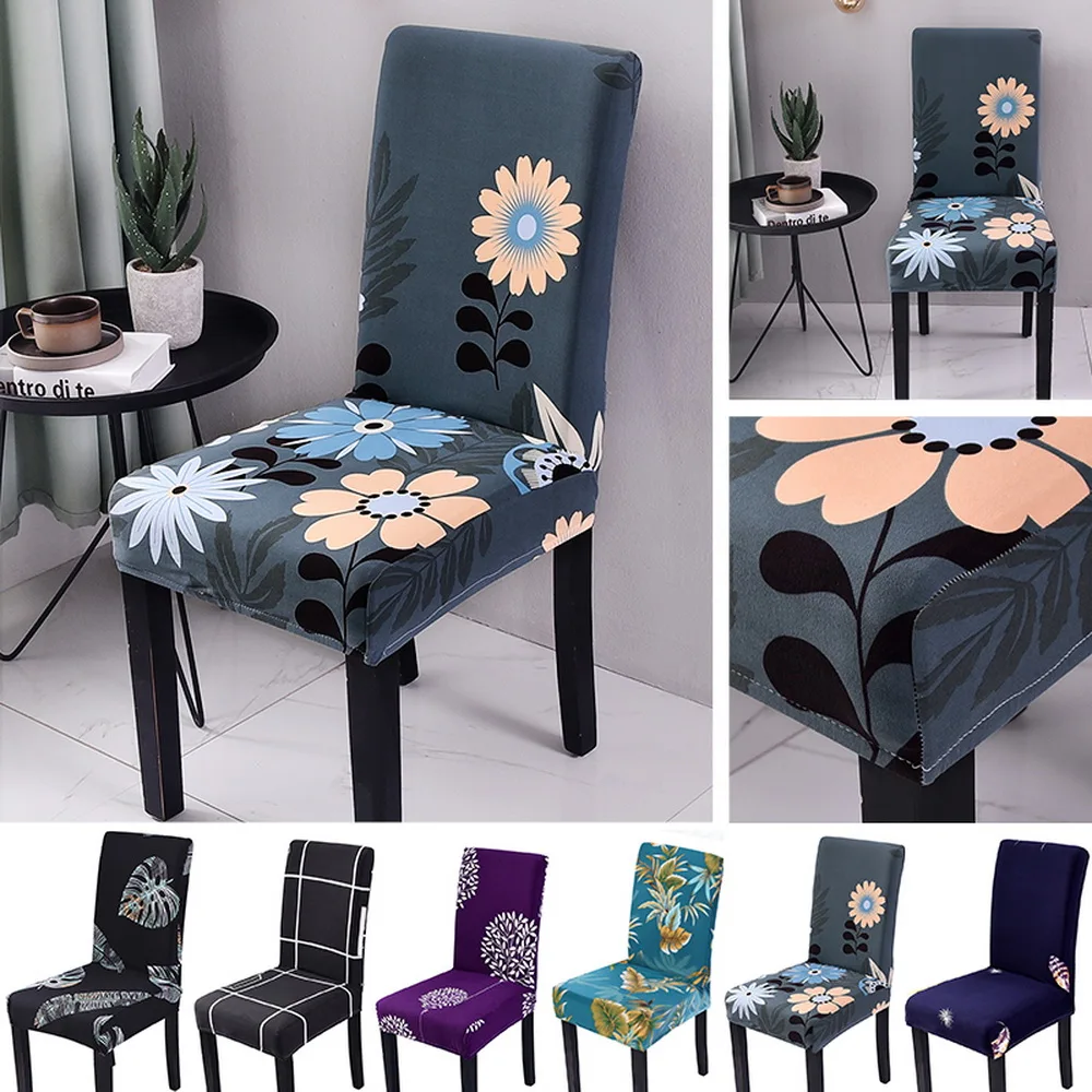 Чехлы на стулья с цветочным принтом, эластичные чехлы на стулья из спандекса для свадьбы, столовой, офиса, банкета, 1 шт