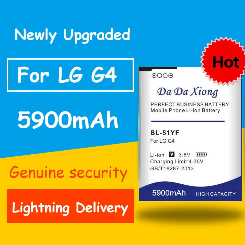 

5900mAh BL-51YF / BL-51YH Battery for LG G4 H815 H818 H819 VS999 F500 F500S F500K F500L H811 V32 Replacement batteries