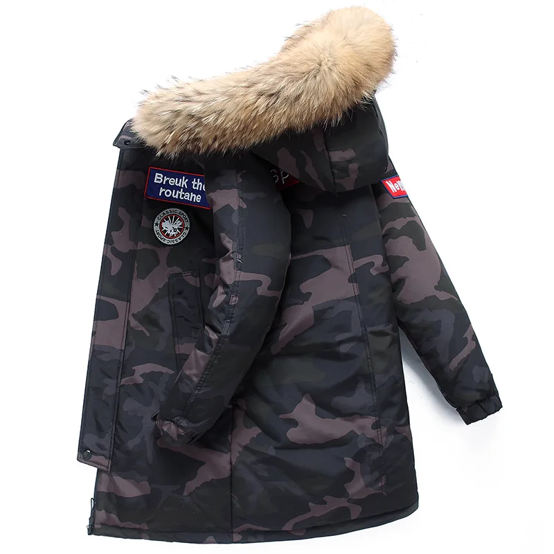 

White duck down jacket men warm camouflage mid-length coat thicker down jacket men
