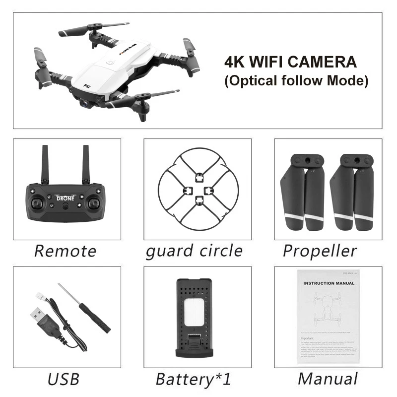 4K white F62 WiFi FPV RC Дрон складной 4K HD 1080P оптический поток Дрон широкоугольный в реальном времени воздушный вертолет Квадрокоптер PK xiomidrone - Цвет: 4K white