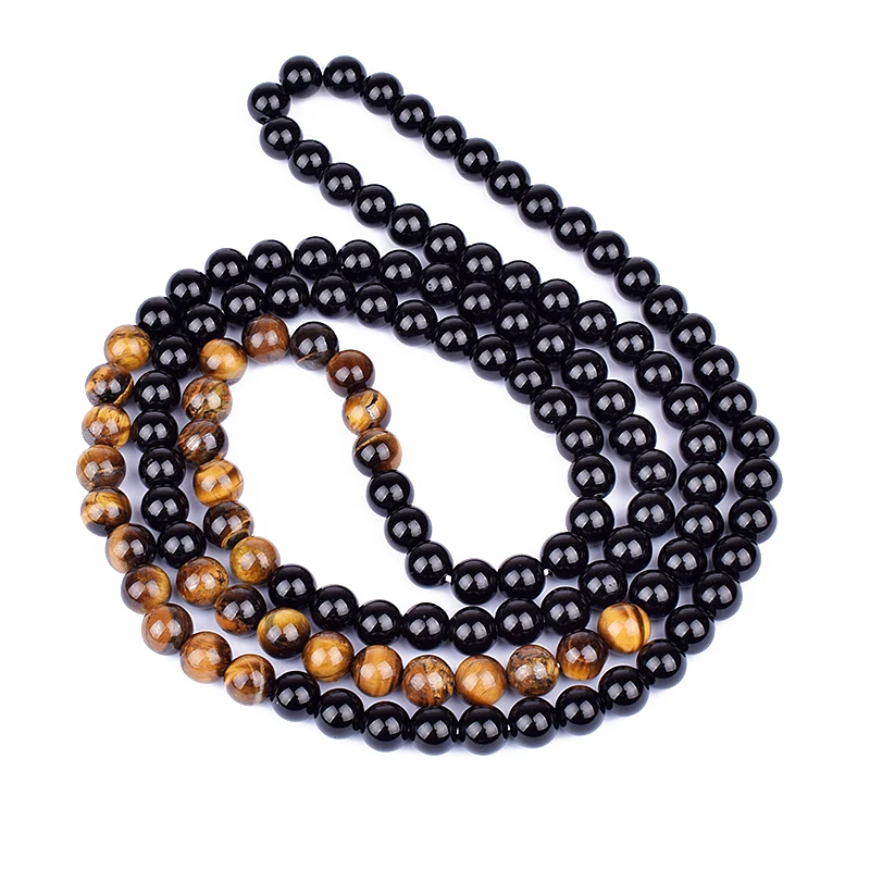 Hematite Obsidian Tiger Eye Beads Necklaces Triple Protection Necklaces - Image 3