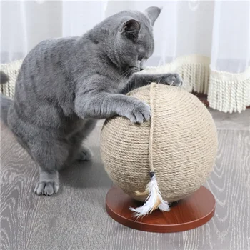 

Rotating Globe Cat Toys Scratching Sisal Ball Catch Cats Climbing Frame Jumping Pet Wooden Holder Furniture
