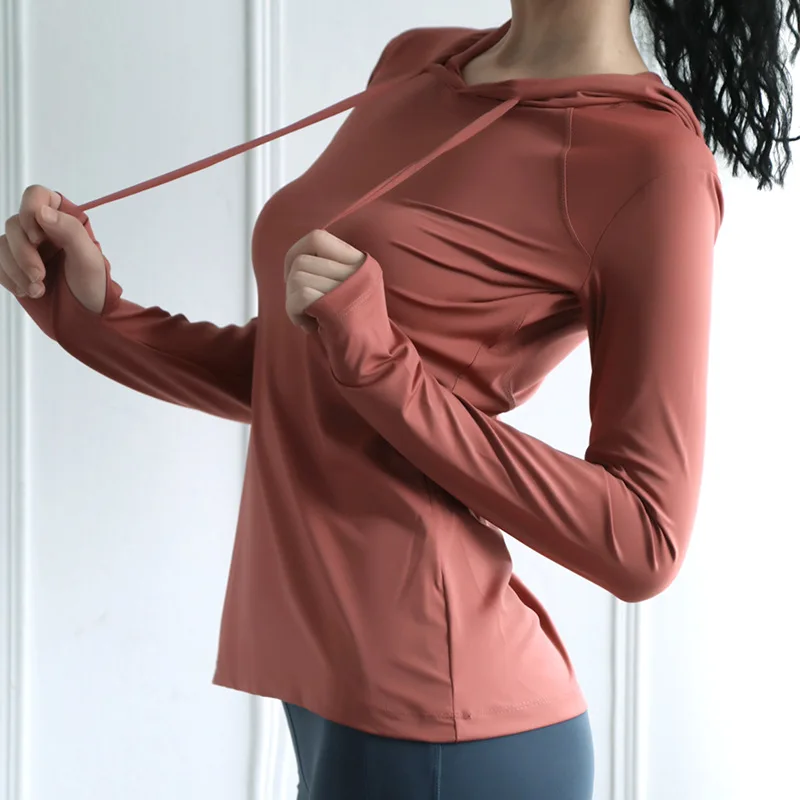 Black Blue Red Women Yoga Top Sports Shirt Hooded Long Sleeve Sport Hoodie Women Windproof Gym Hoodie Sports Tops Fitness Women