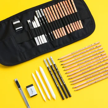 

XIZHI Professional Sketch Pen Curtain Set 12 Drawing Pencil 3 Sketching Charcoal Paper Wiper Utility Rubber