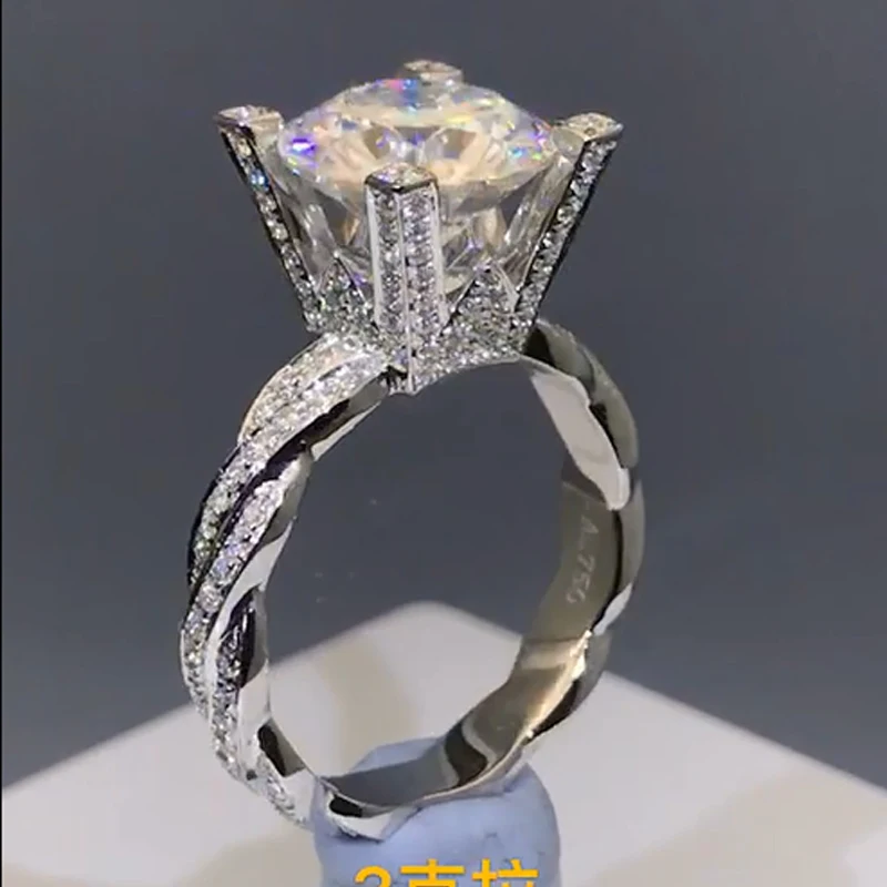 4 карат 18K Белое Золото Moissanite бриллиантовое кольцо W пересекающееся роскошное