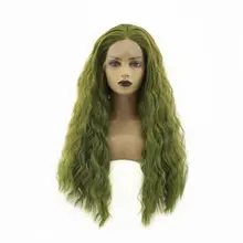 Special Offers Long Wavy Synthetic Lace Front Wig with Baby Hair Glueless Green High Temperature Heat Resistant Fiber Hair Wigs For Women Special Offers Long Wavy Synthetic Lace Front Wig with Baby Hair Glueless Green High Temperature Heat Resistant Fiber Hair Wigs For Women