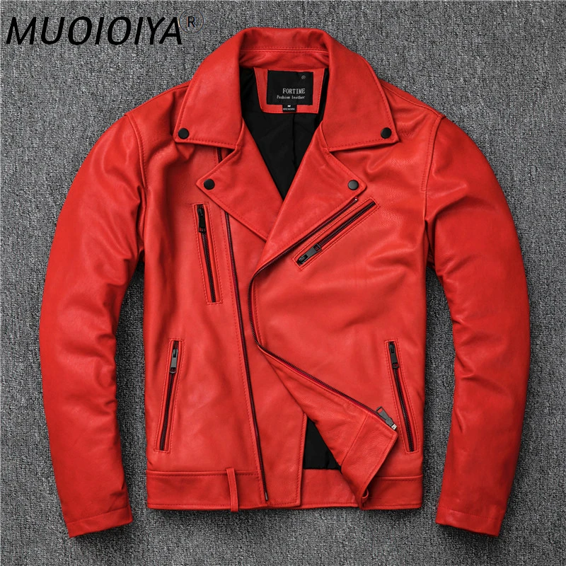 Chaqueta de cuero genuino para hombre, ropa de calle, abrigo de piel de oveja, informal, ajustado, para Otoño, 2022, 1709|Abrigos de cuero genuino| - AliExpress