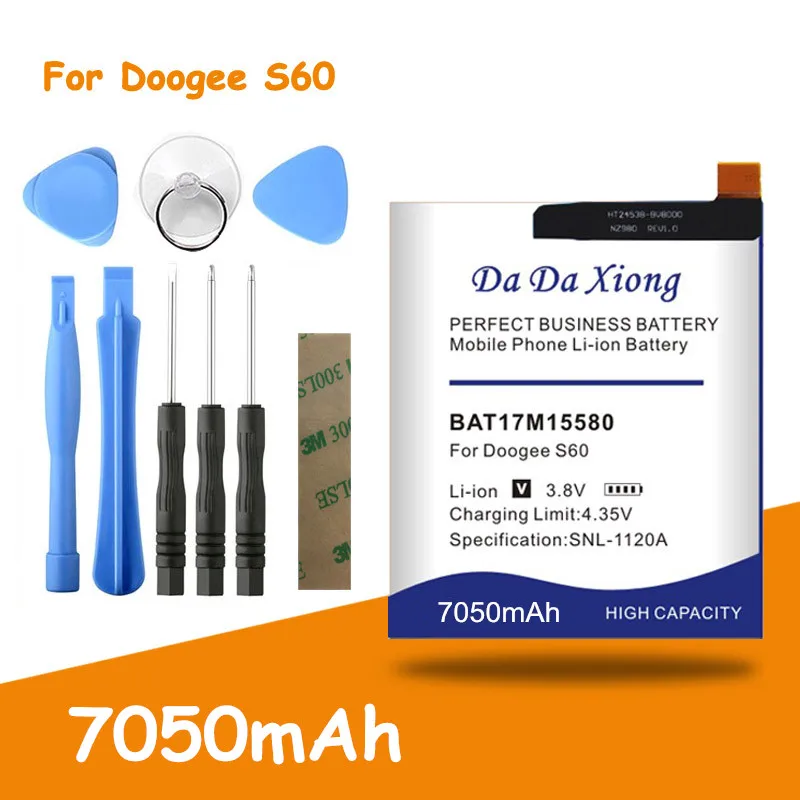 7050mAh BAT17M15580/BAT17S605580 Сменные Аккумуляторы для DOOGEE S60+ Бесплатные инструменты