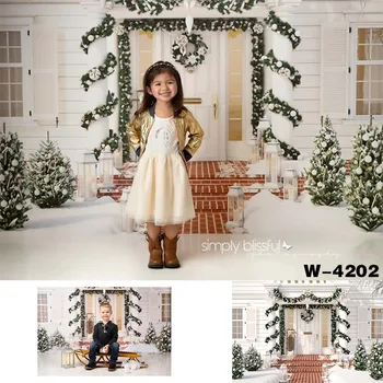 

Christmas Backdrop White Wood Door Photography Background Child Portrait Party Banner Decorations Photo Studio Props W-4202