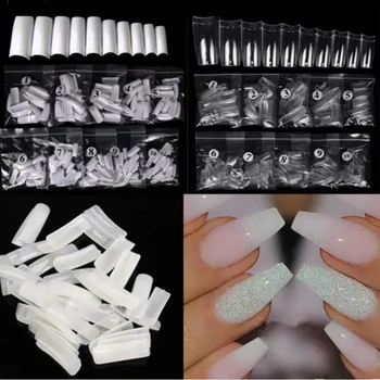 

500PCS Nude White Half Sharp Nail Tips South French Salon Acrylic Nail Art False Nail Tips For Manicure For Salon Tips Build