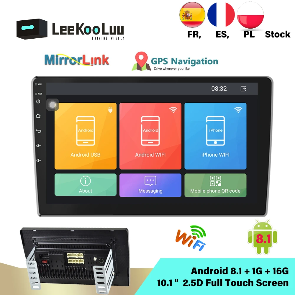 LeeKooLuu Android 2 Din автомагнитола 1" Автомагнитола gps навигация 2Din мультимедийный плеер для Volkswagen Nissan hyundai Kia Toyota