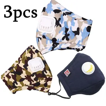 

3pcs/lot PM2.5 Mouth Mask dust haze Mask Camouflage Reusable Mask with Breath Valve Washable Mouth Face Masks Carbon Filter Pad
