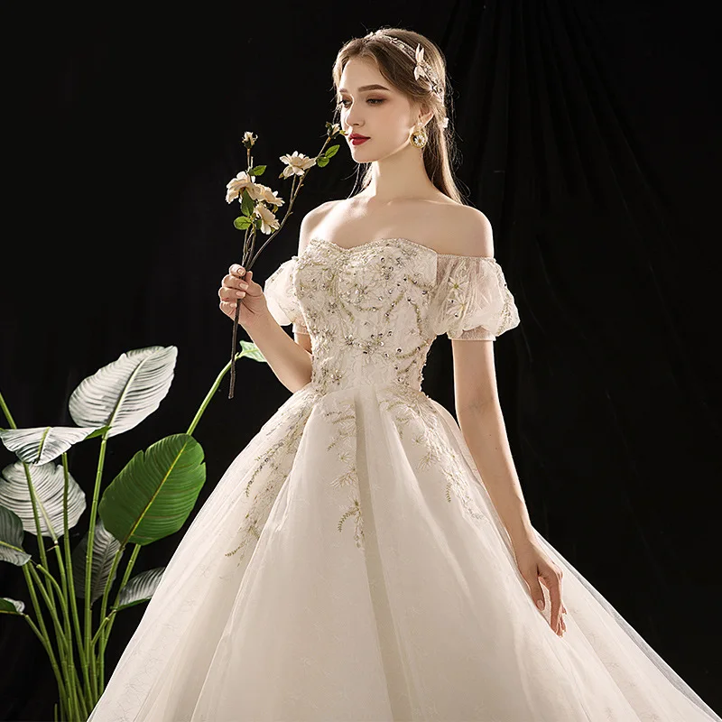 Vestidos De Novia бальное платье свадебное платье со шлейфом декольте Королевский поезд Плюс Размер кружевные платья невесты