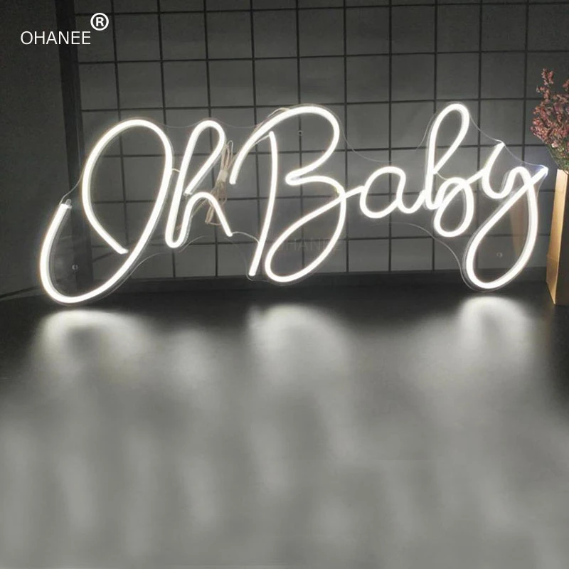 Custom 12V Led Neon Signs Light for Oh Baby Acrylic Home Room Wall Decoration Ins Party Wedding Signs
