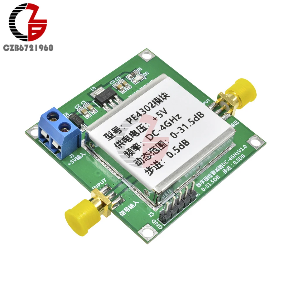 PE4302 цифровому RF Ступенчатый аттенюатор модуль высокую линейность 5V 4 ГГц шаговый 0.5dB RF DSA
