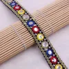 1 yard Handmade Ethnic Mirror Embroidered Webbing Indian Lace Trim DIY Sewing Net Yarn Ribbons Clothing Decorative ► Photo 3/6