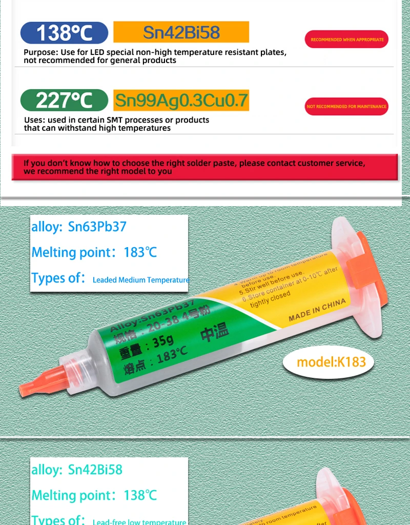 Needle Tube Repair Solder Paste Is Suitable for PCB Repair At Low Temperature, Medium Temperature and High Temperature