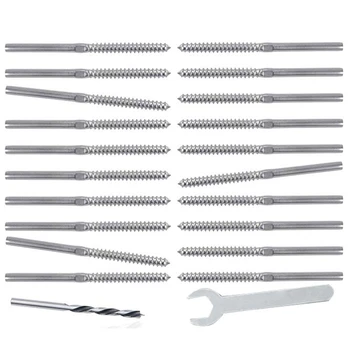 

10 Pairs T316 Grade Stainless Steel Right&Left Handed Thread Swage Lag Screws for 1/8 Inch Cable Railing Decking Railing Wood Po
